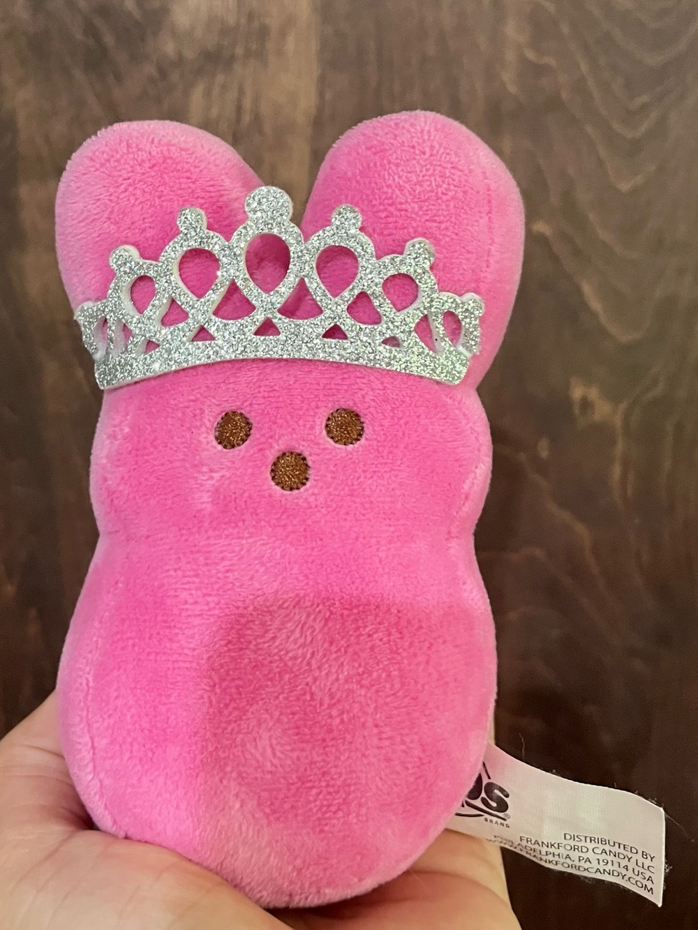 2022 PEEPS Pink Princess Bunny Plush Silver Glitter Crown Easter